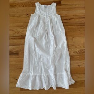 Eileen West White Sleeveless Sundress with Pleated Ruffles